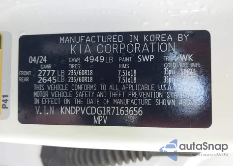 2024 Kia Sportage Hybrid Ex из США, поврежденный, VIN KNDPVCDG1R7163656